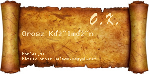 Orosz Kálmán névjegykártya